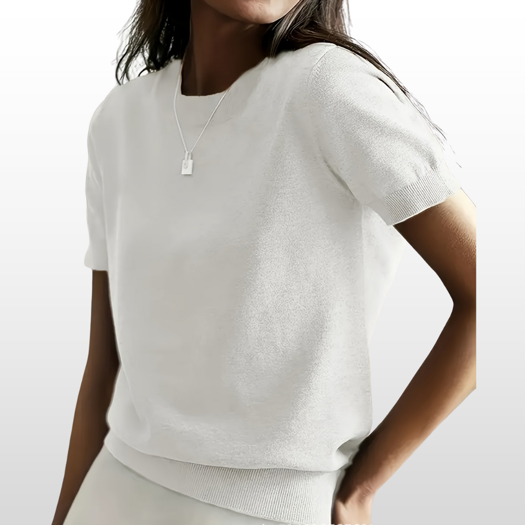 LENY™ - Relaxed Fit Short Sleeve Round Neck Knit Top