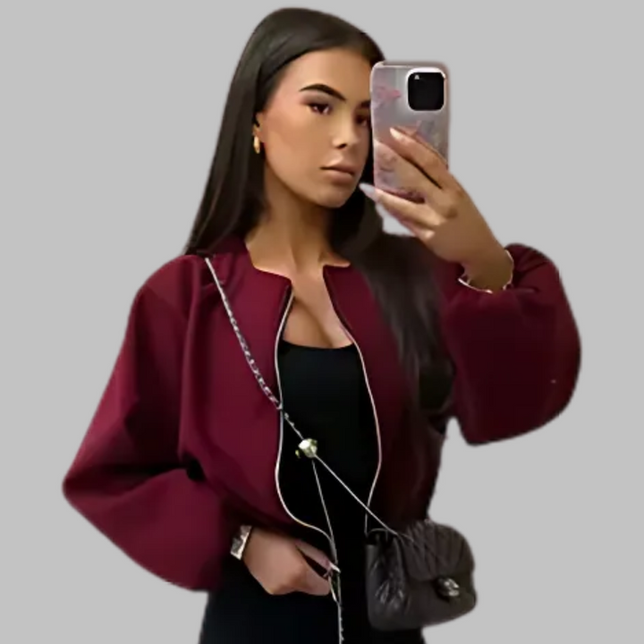 DHANE™ - Chic Long Sleeve Zipper Crop Top Jacket