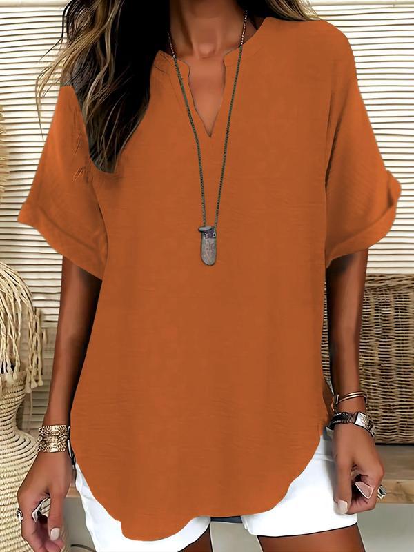 GENNEVA™ – Casual Plain Short Sleeve Blouse