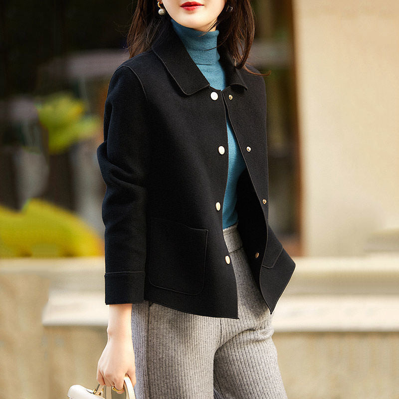 OVIDIA™ - Classy Button Front Long Sleeve Collared Blazer